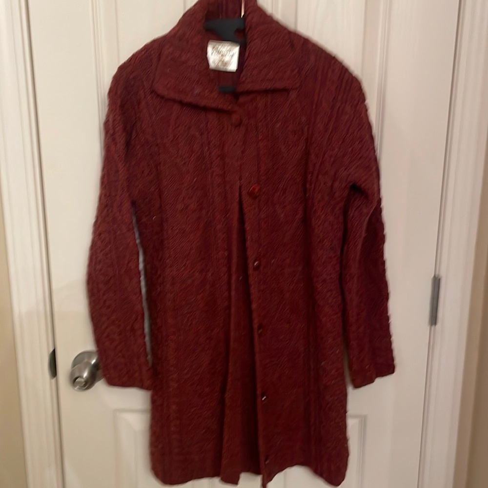 Cable knit cardigan sweater